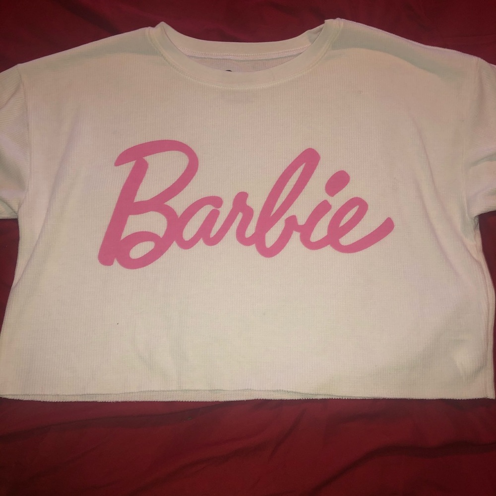 Barbie White longsleeve crop top
